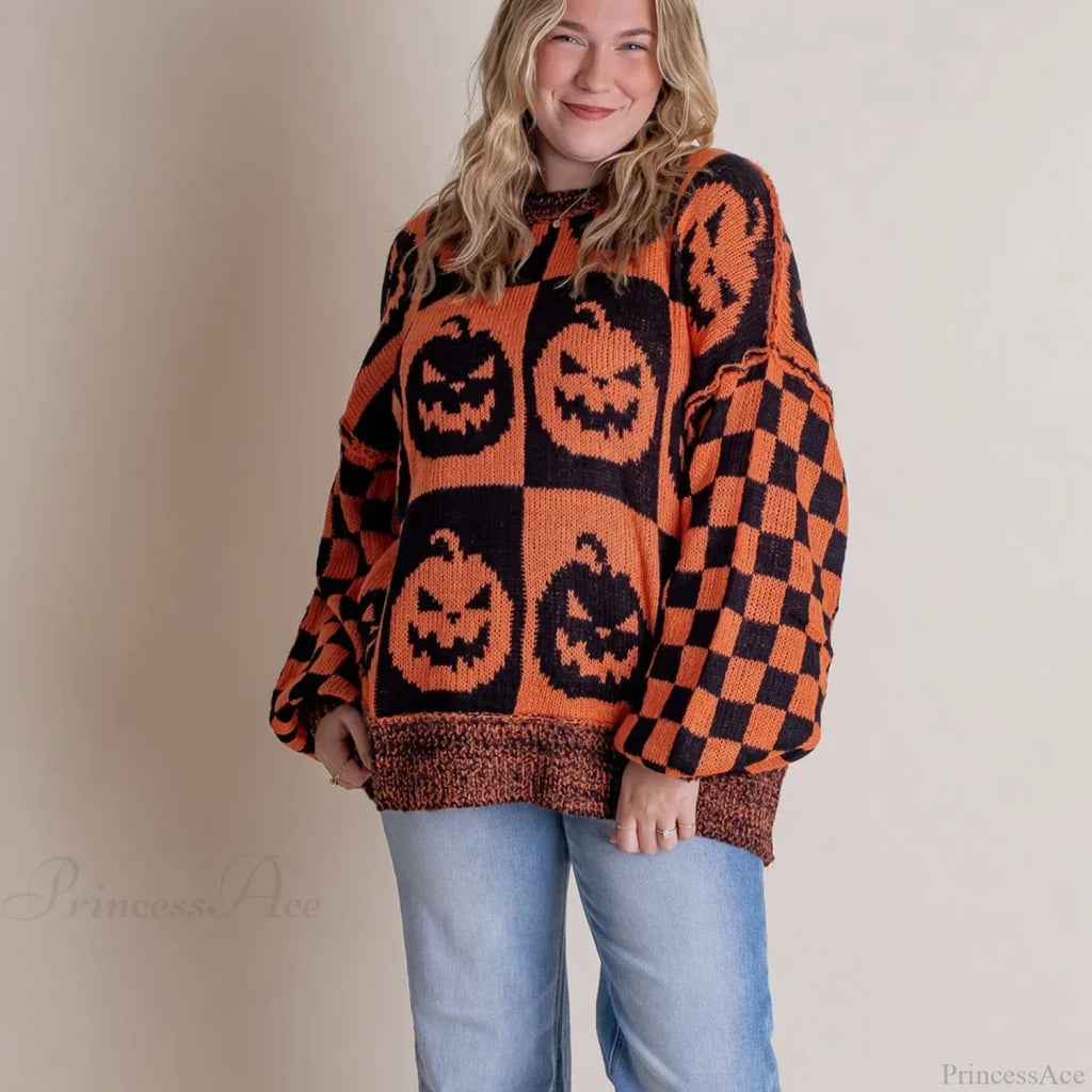 Halloween Round Neck Long Sleeve Aesthetic Gingerbread Loose Sweater image 1