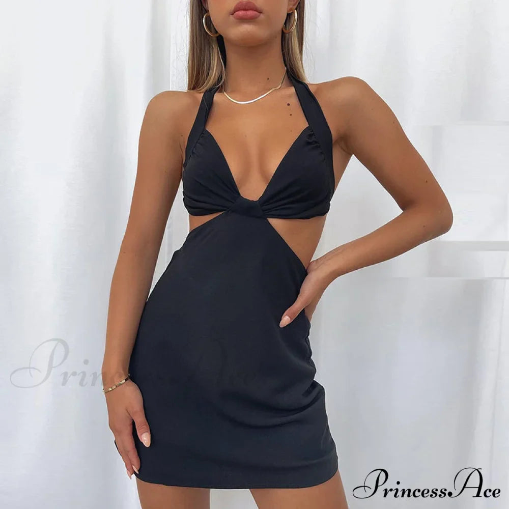 Halter Backless Bandage Women Slim Bodycon Hollow Out Warm-Season Mini Strapless Party Sexy Gown Dress image 17