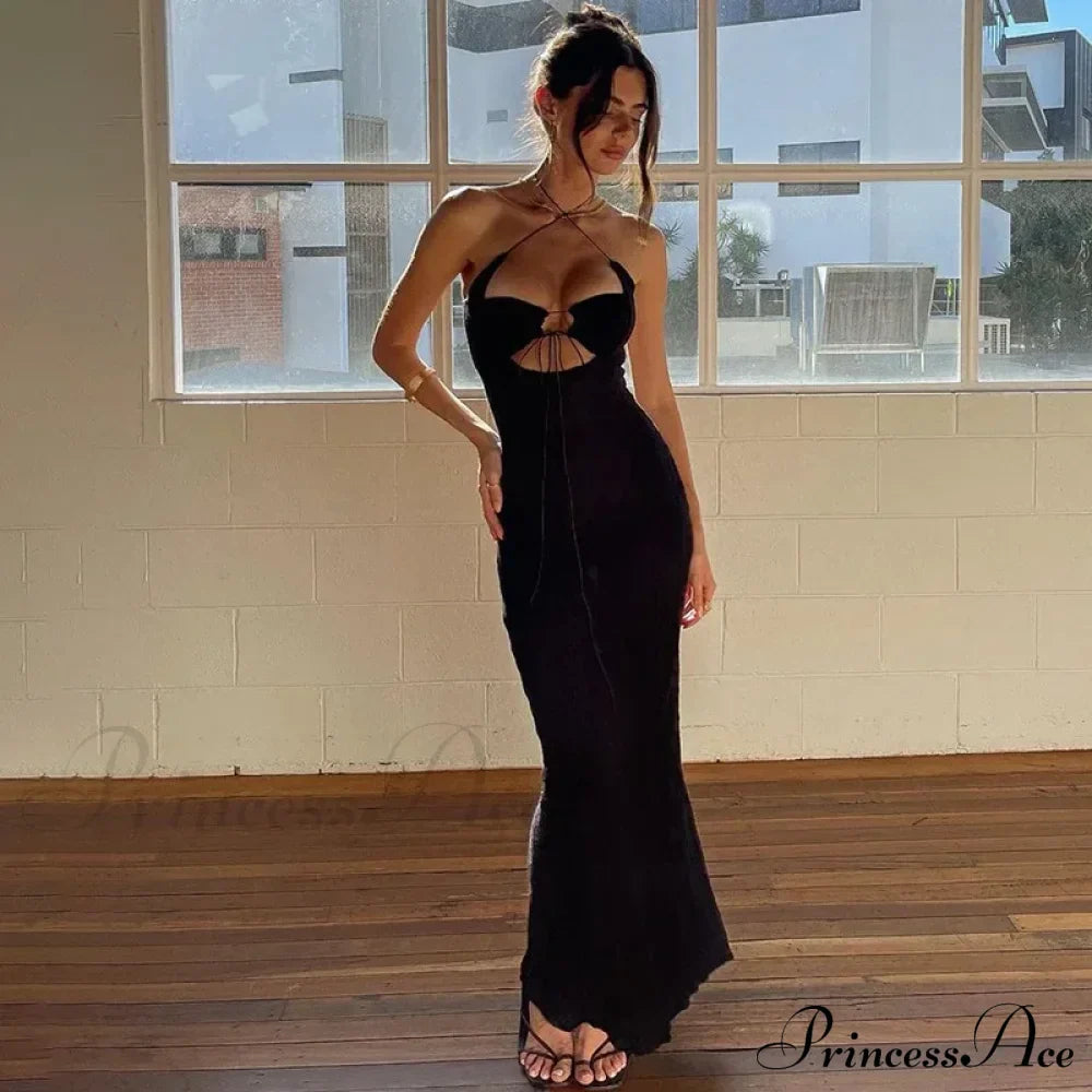 Halter Backless Tie Up Maxi Dress image 6