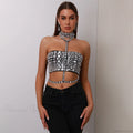 Halter Beaded Lace-Up Bandage Crop Prom Dress image 4