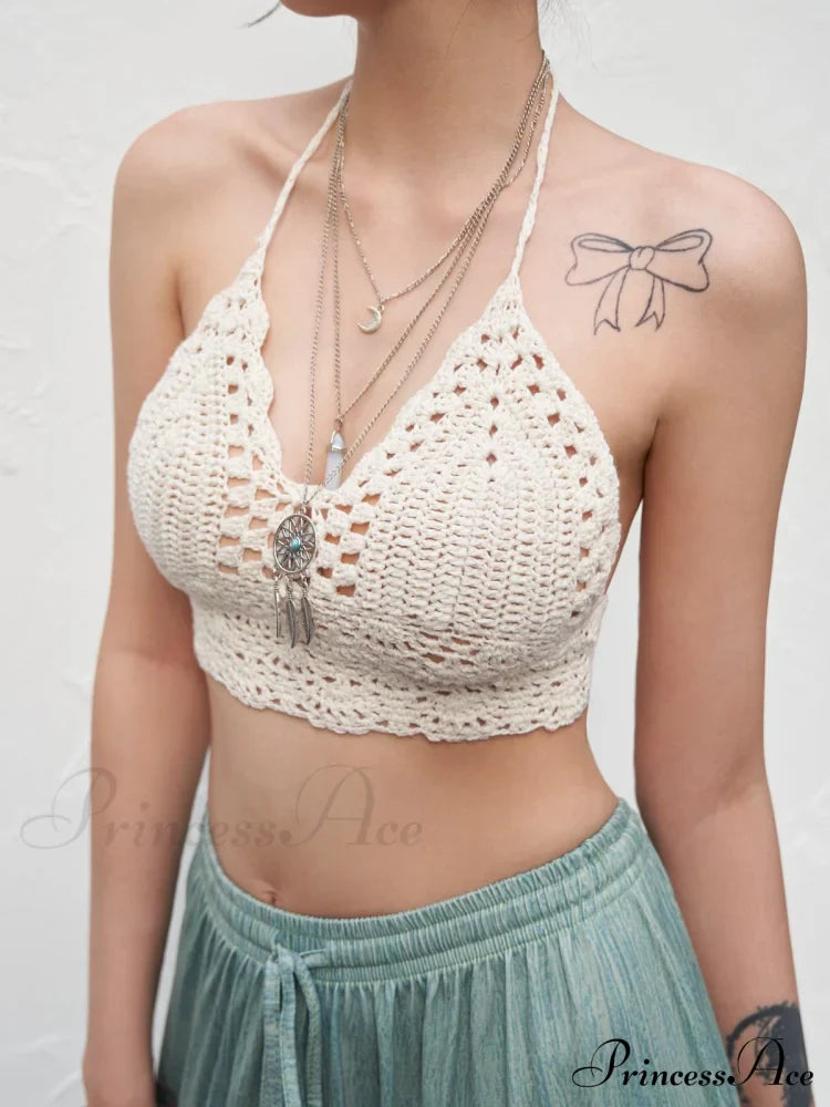 Halter Crochet Hollow Trendy Crop Tops image 8