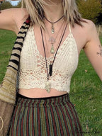 Halter Crochet Hollow Trendy Crop Tops image 5