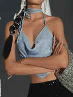 Halter Crochet Knit Trendy Crop Cami Top image 3
