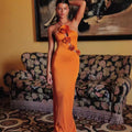 Halter Cutout Floral Slim Fit Maxi Prom Dress image 1