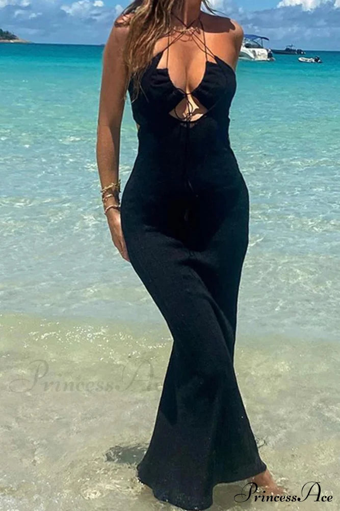 Halter Cutout Tie-up Dress with CrissCross Design image 6