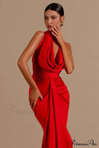 Halter Draped Stylish Mermaid Maxi Dress image 4
