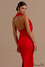 Halter Draped Stylish Mermaid Maxi Dress image 5