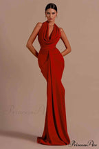 Halter Draped Stylish Mermaid Maxi Dress image 1
