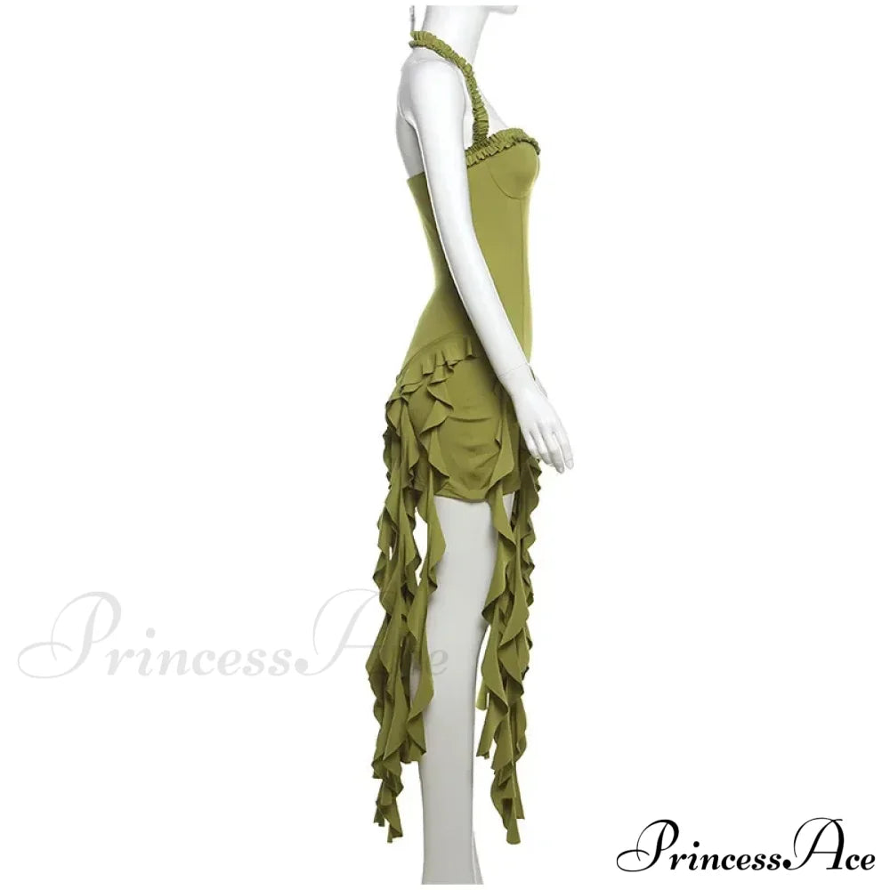 Halter Fringe Stylish Midi Dress image 9