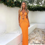Halter Knitted Backless Maxi Dress image 6