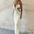 Halter Knitted Backless Maxi Dress image 3