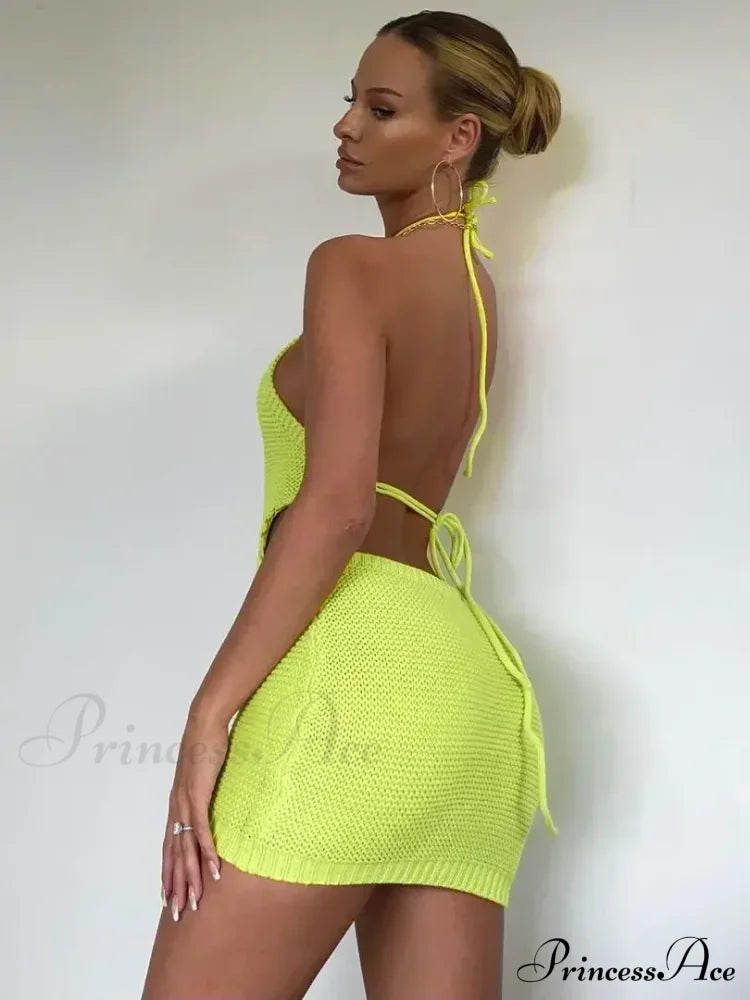 Halter Knitted Mini Dress image 3