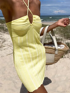 Halter Knitted Wrap Mini Dress image 2