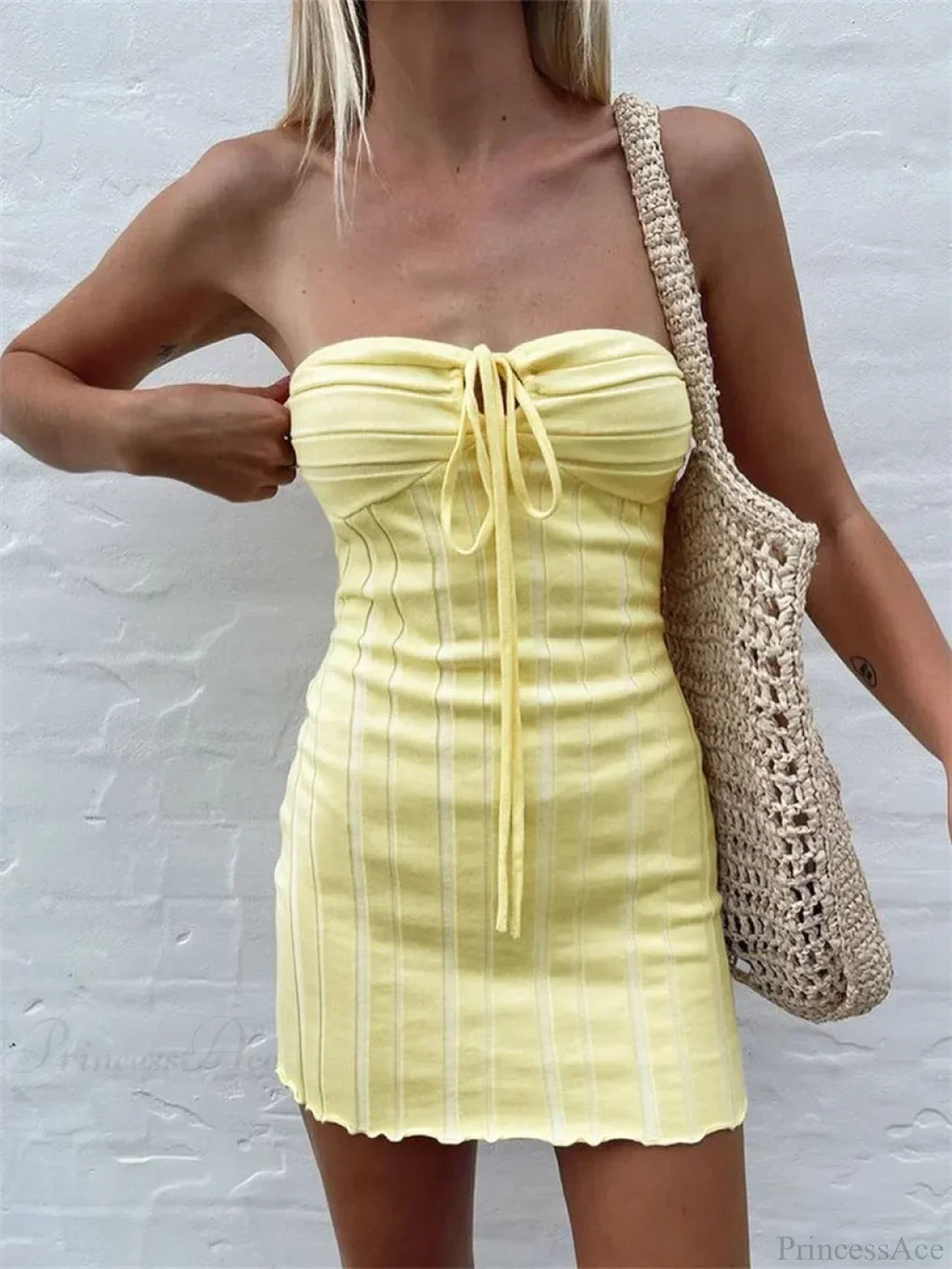 Halter Knitted Wrap Mini Dress image 1