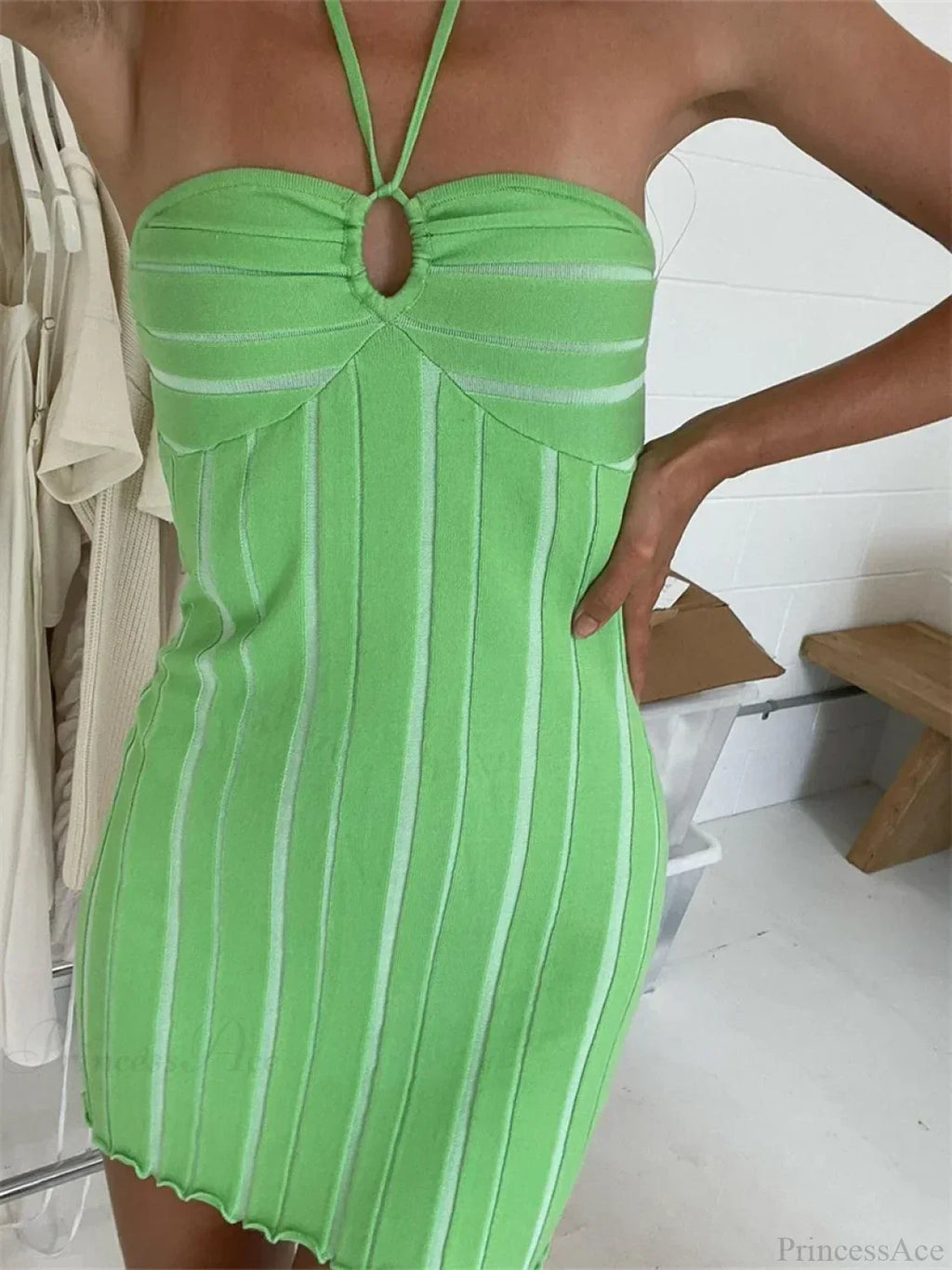 Halter Knitted Wrap Mini Dress image 3
