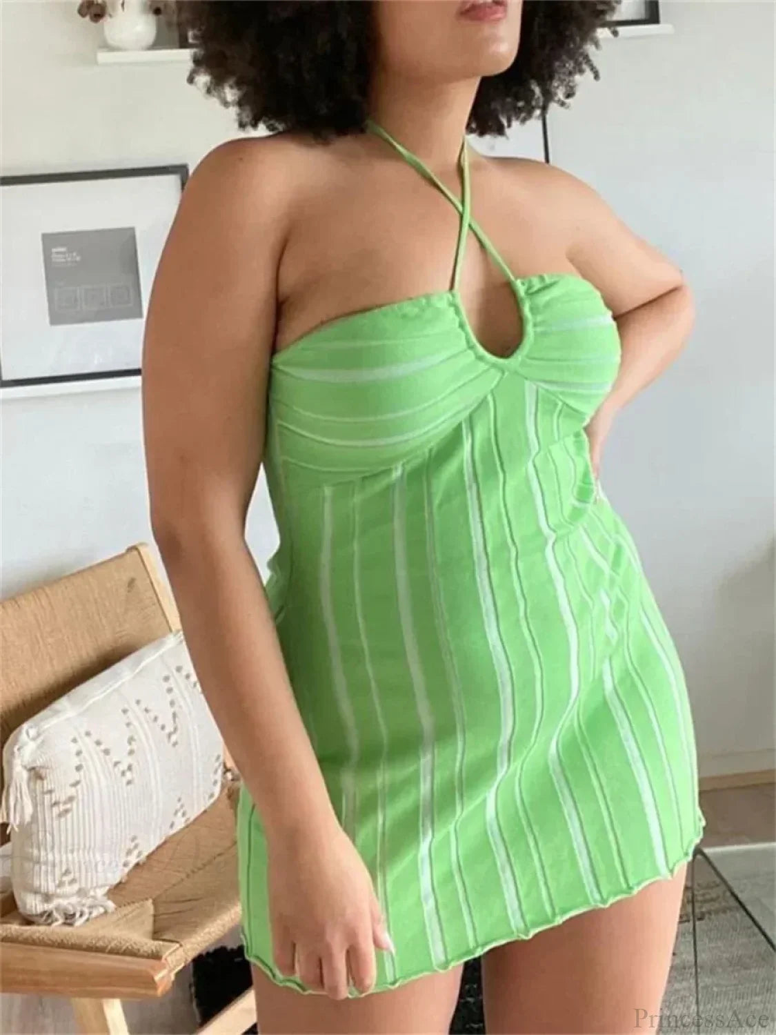 Halter Knitted Wrap Mini Dress image 4