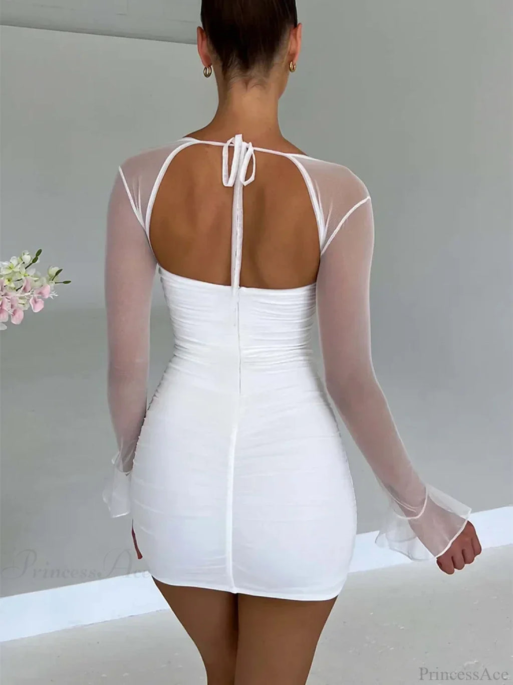 Halter Lace-Up Petal Mini Dress image 4