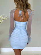 Halter Lace-Up Petal Mini Dress image 1