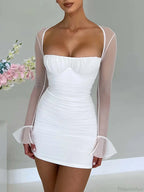 Halter Lace-Up Petal Mini Dress image 3