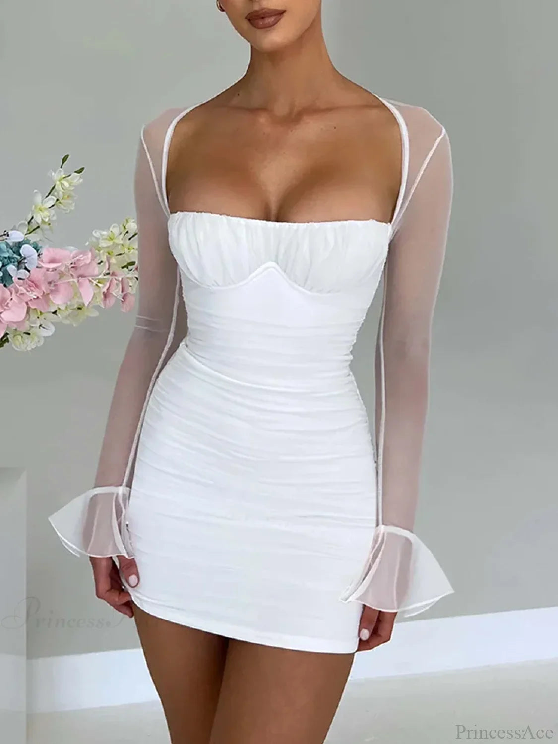 Halter Lace-Up Petal Mini Dress image 3