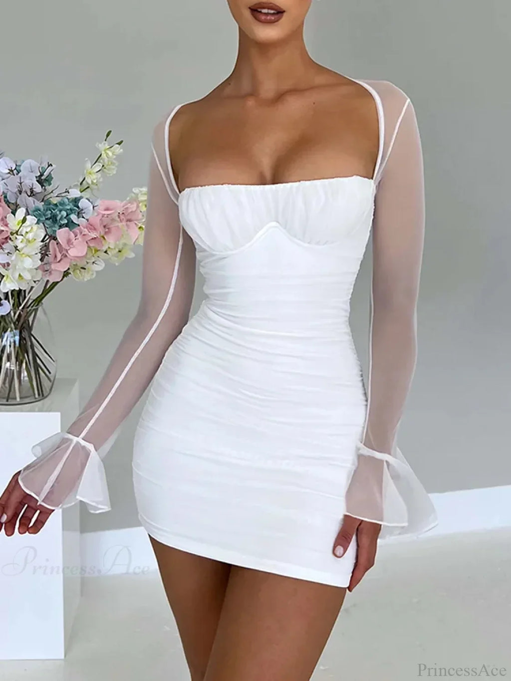 Halter Lace-Up Petal Mini Dress image 5