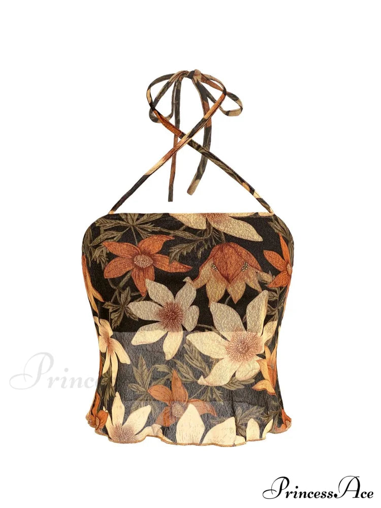 Halter Letter Heart Trendy Print Crop Top image 14