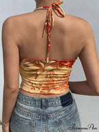 Halter Letter Heart Trendy Print Crop Top image 7