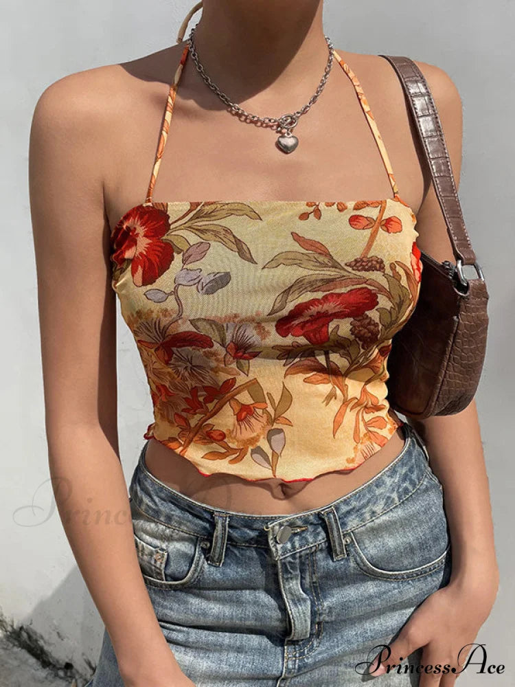 Halter Letter Heart Trendy Print Crop Top image 5