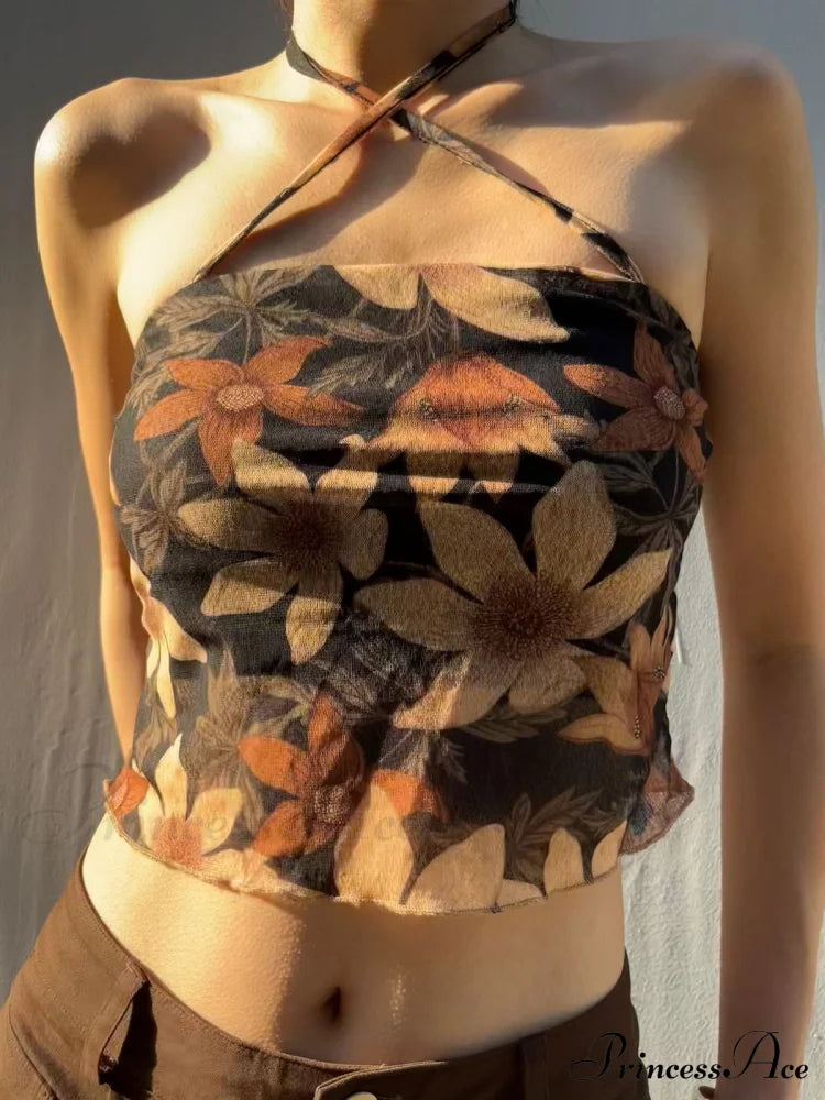 Halter Letter Heart Trendy Print Crop Top image 12