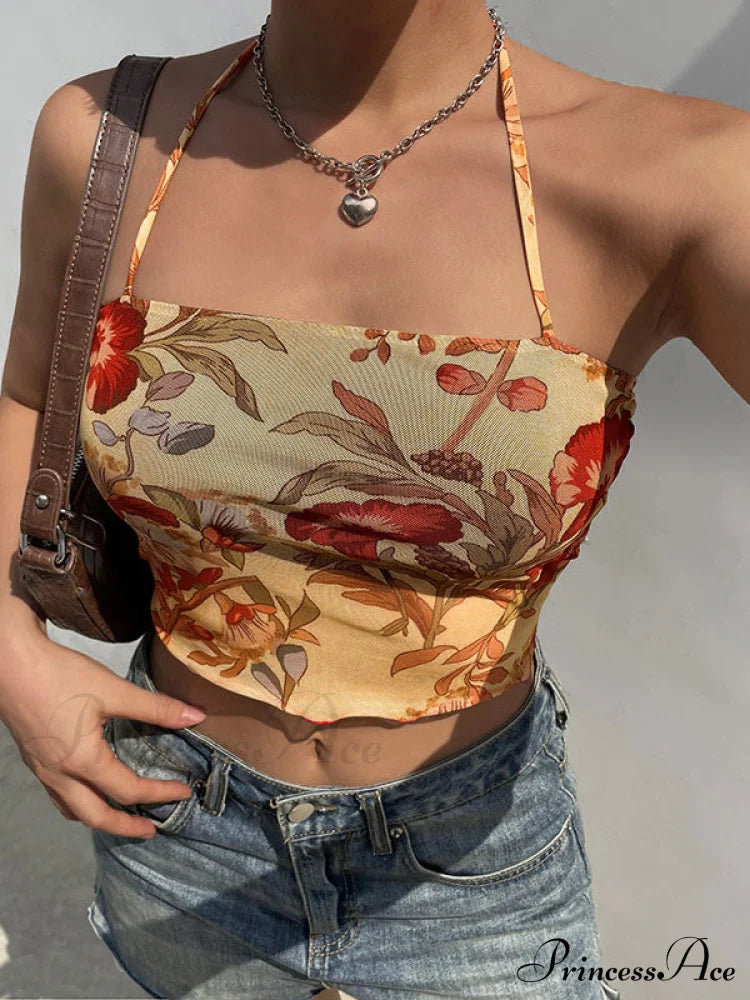 Halter Letter Heart Trendy Print Crop Top image 6