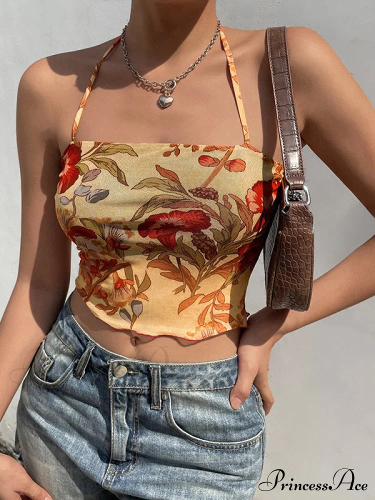 Halter Letter Heart Trendy Print Crop Top image 4