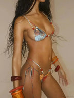 Halter Mini Skirt Three Piece Swimsuit image 3