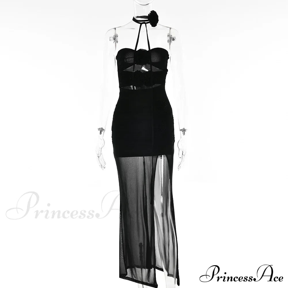 Halter Neck Out Backless Maxi Dress image 6