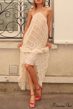 Halter Neck Stylish Ruched Midi Dress image 13