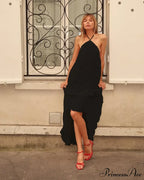 Halter Neck Stylish Ruched Midi Dress image 8