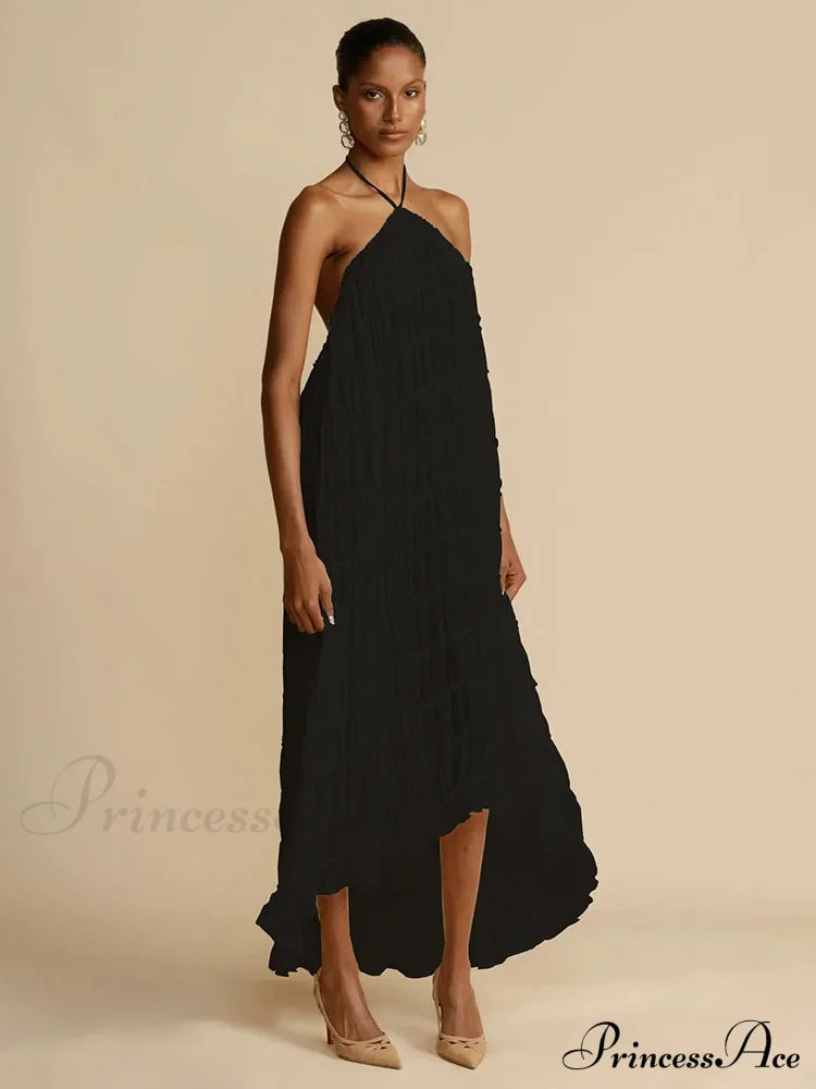 Halter Neck Stylish Ruched Midi Dress image 14