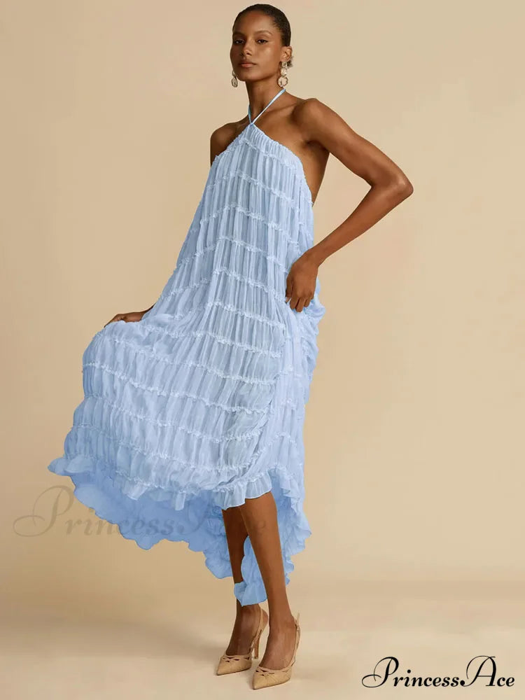 Halter Neck Stylish Ruched Midi Dress image 16