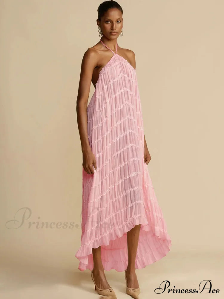 Halter Neck Stylish Ruched Midi Dress image 6