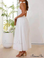 Halter Neck Waist Little Graceful Black Dress Mid Length Dress image 7