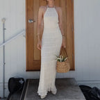 Halter Pleated Boho Vacation Dress image 2
