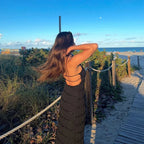 Halter Pleated Boho Vacation Dress image 6