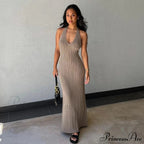 Halter Plunge V Neck Dress image 1