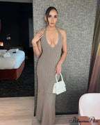 Halter Plunge V Neck Dress image 4