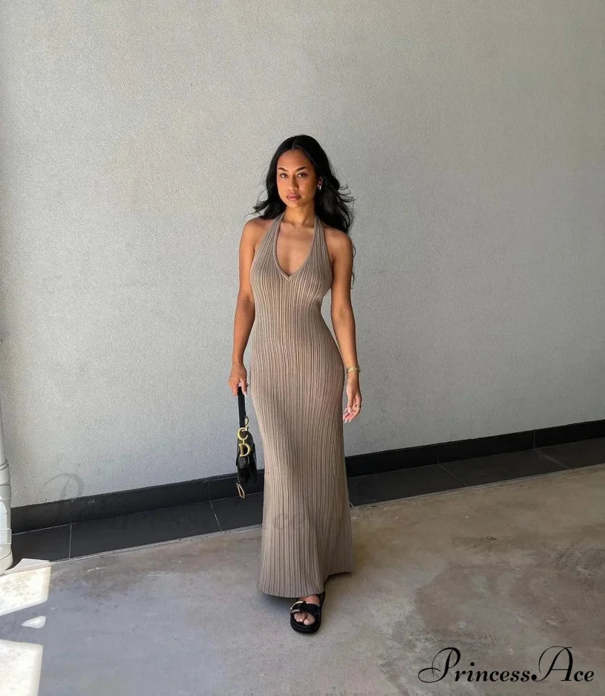 Halter Plunge V Neck Dress image 7