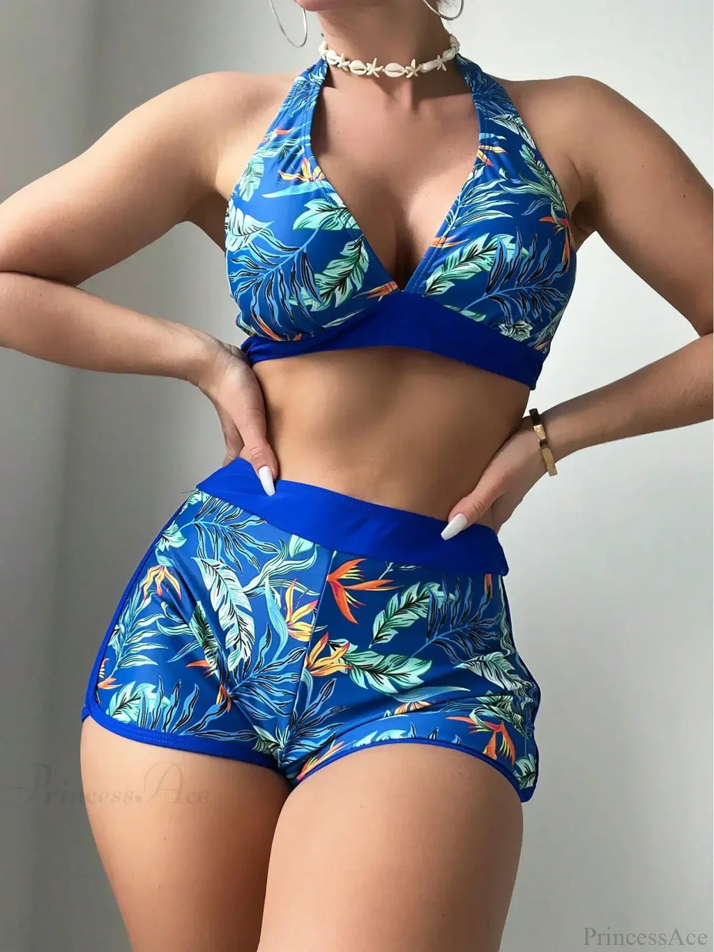 Halter Print Shorts Bikini Two Piece Set image 4