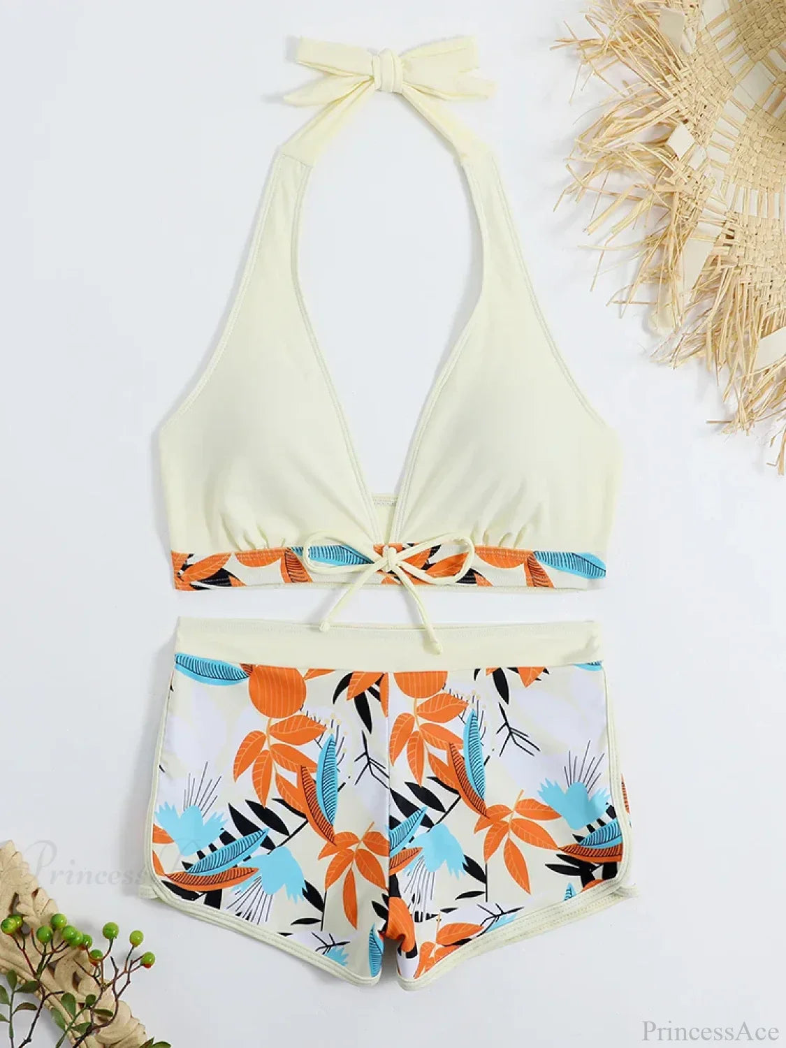 Halter Print Shorts Bikini Two Piece Set image 14