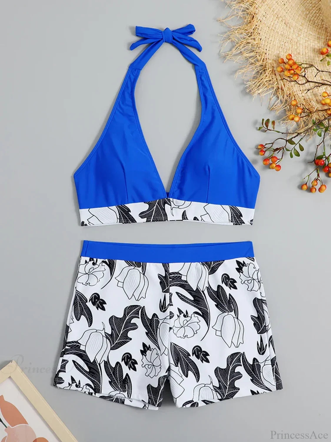 Halter Print Shorts Bikini Two Piece Set image 12
