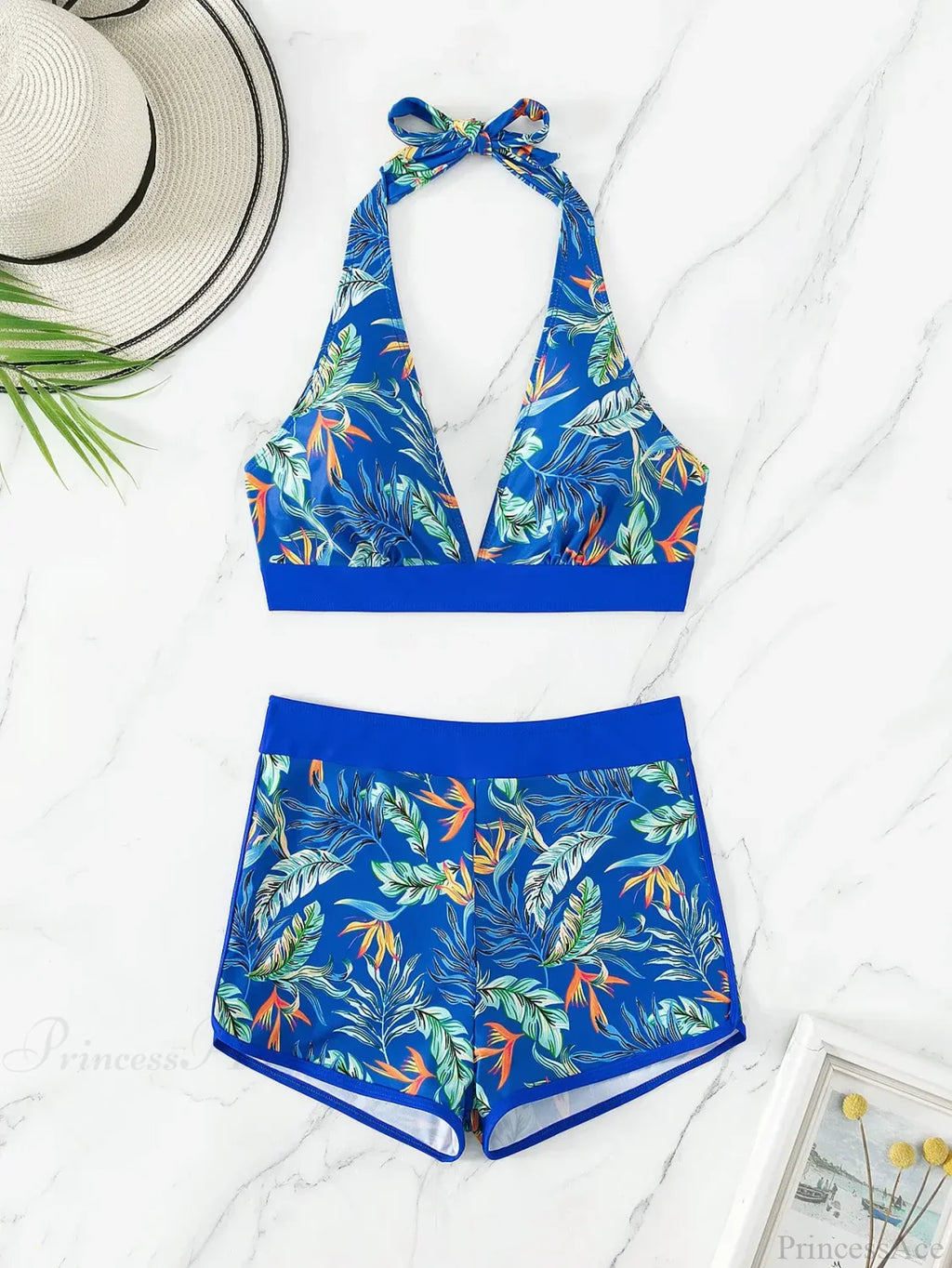 Halter Print Shorts Bikini Two Piece Set image 7