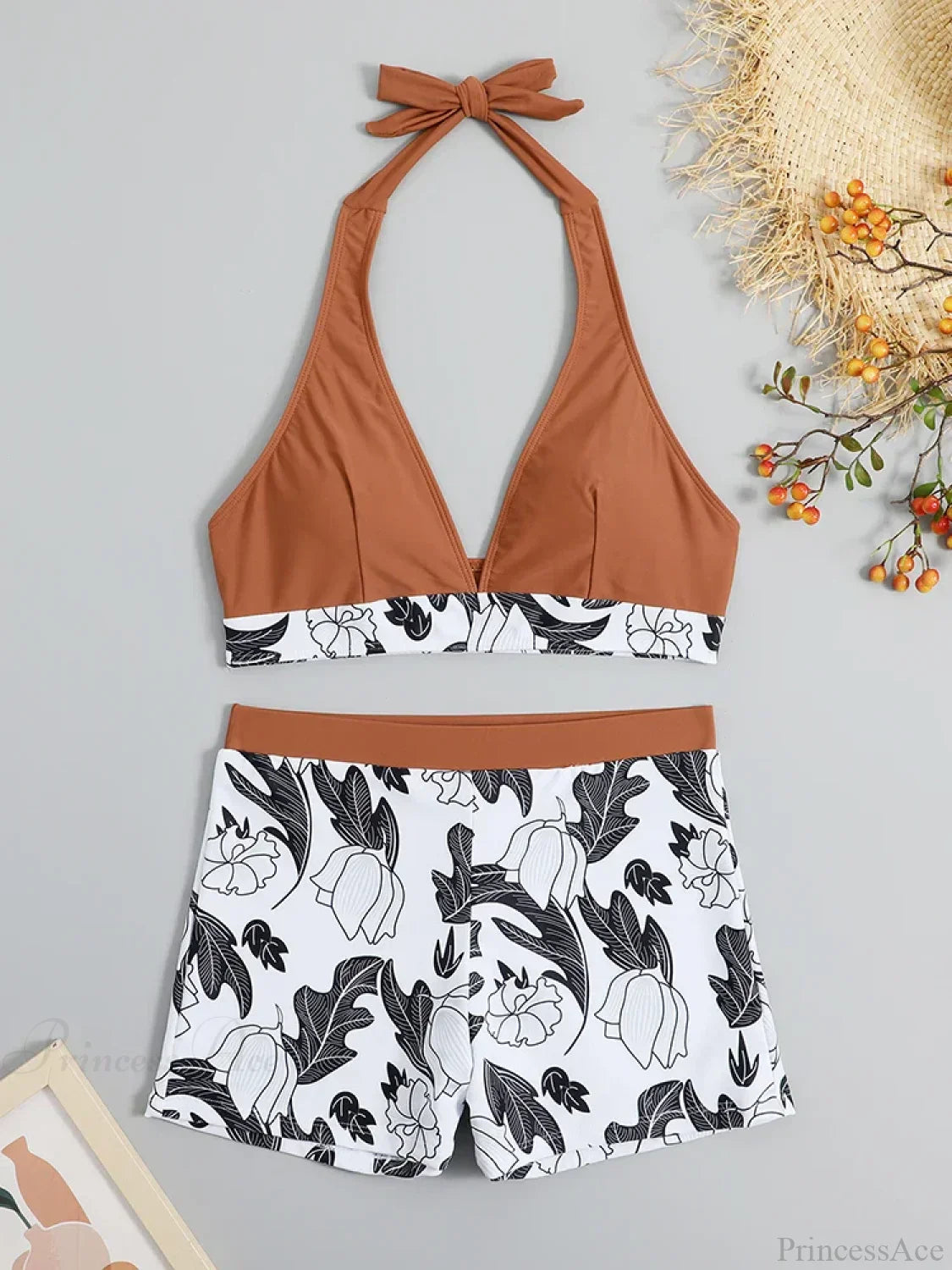 Halter Print Shorts Bikini Two Piece Set image 13