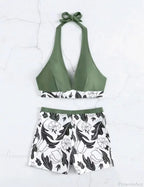 Halter Print Shorts Bikini Two Piece Set image 10